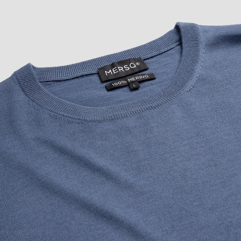 Pull Crew Neck 100% Merino - Pacific Blue