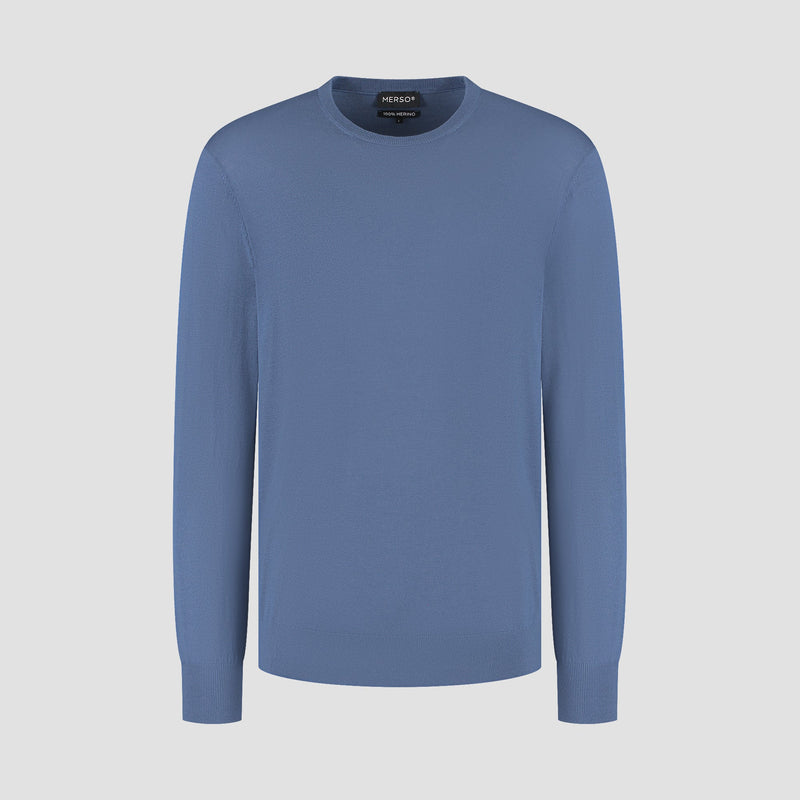 Pull Crew Neck 100% Merino - Pacific Blue