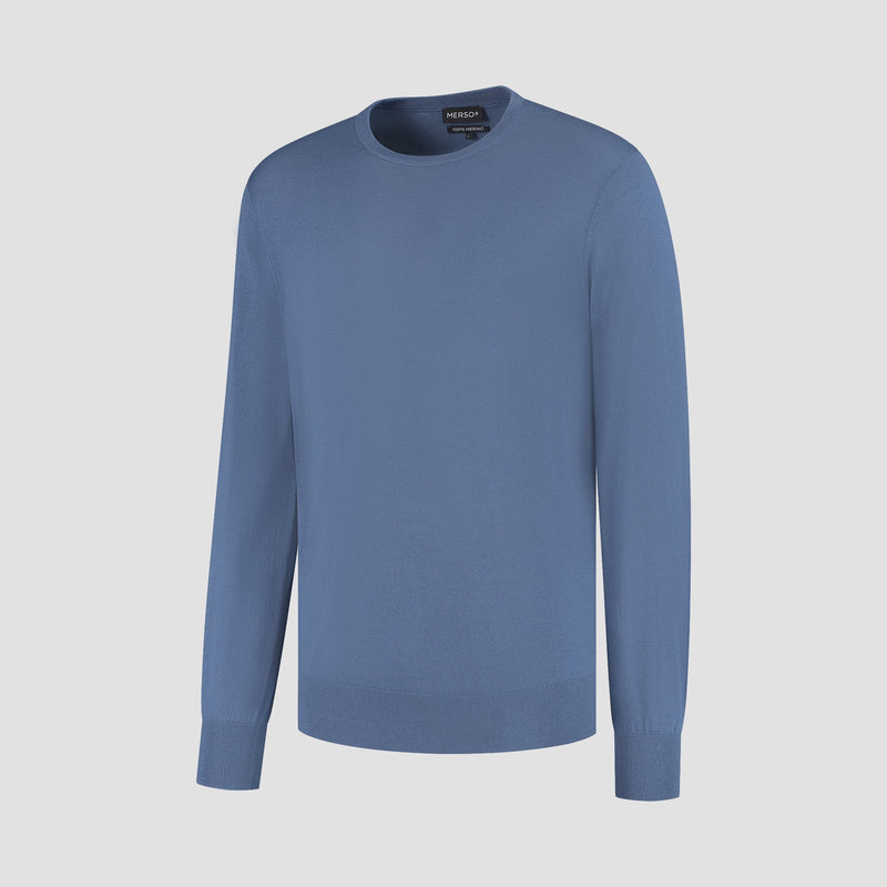 Pull Crew Neck 100% Merino - Pacific Blue