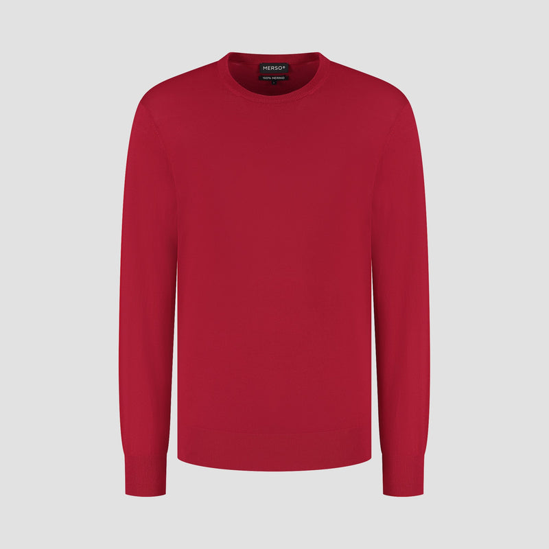 Pull Crew Neck 100% Merino - Pepper Red