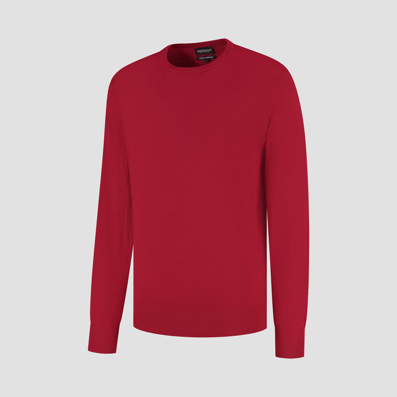 Pull Crew Neck 100% Merino - Pepper Red