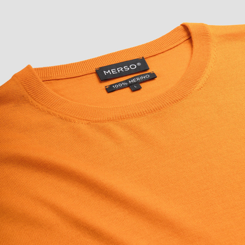 Pull Crew Neck 100% Merino - Curcuma Orange