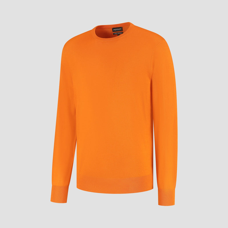 Pull Crew Neck 100% Merino - Curcuma Orange