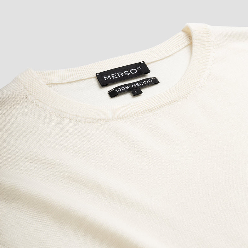 Pull Crew Neck 100% Merino - Seachell White