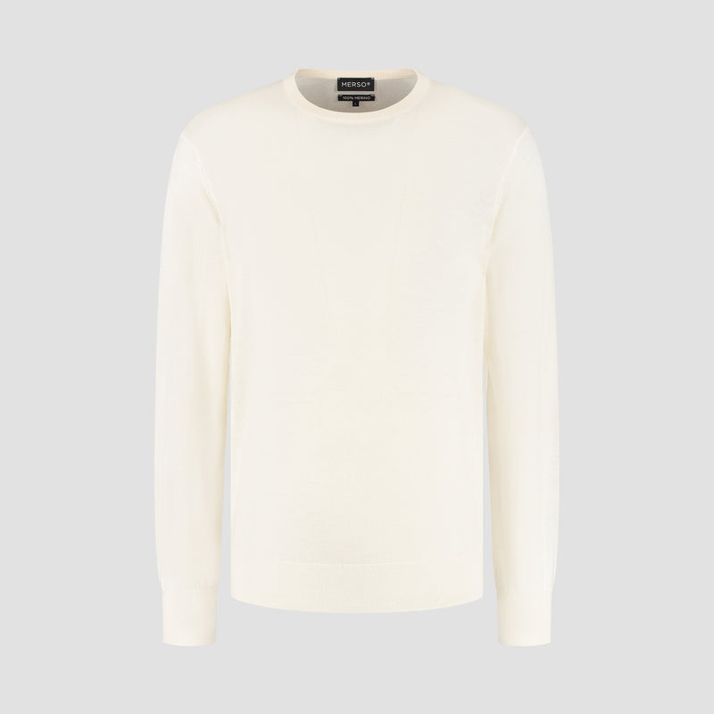 Pull Crew Neck 100% Merino - Seachell White