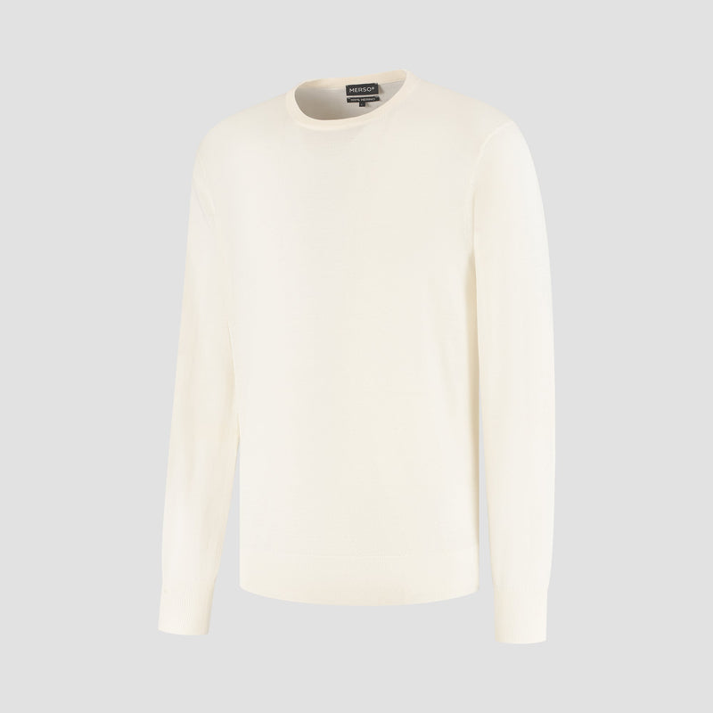 Pull Crew Neck 100% Merino - Seachell White