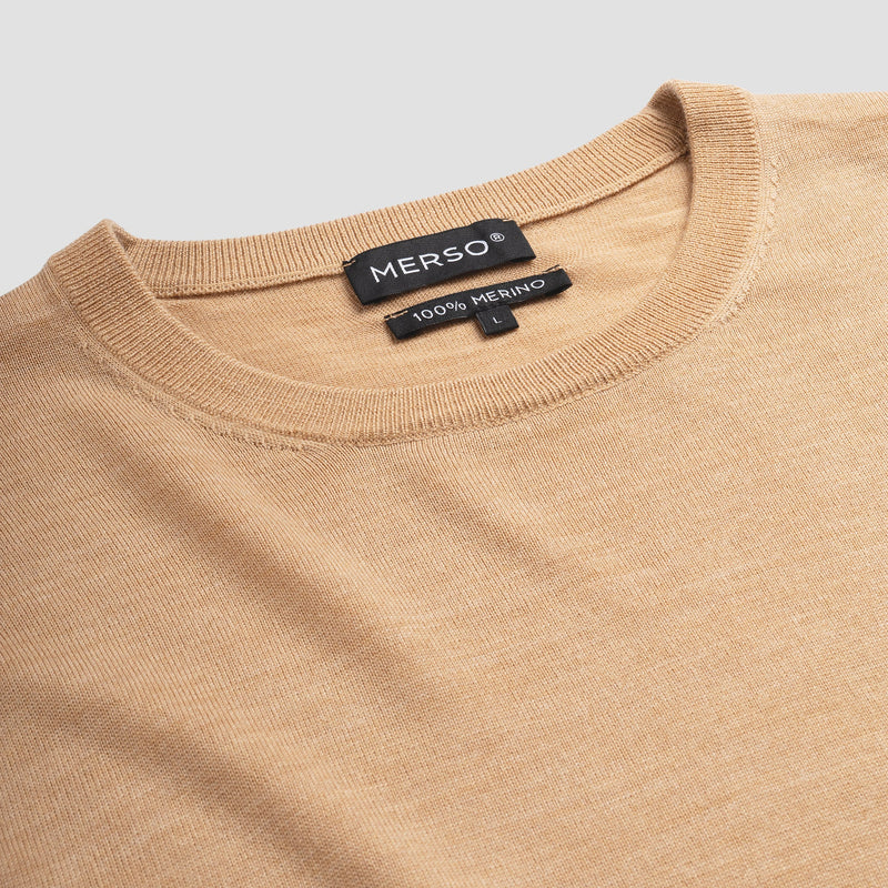 Pull Crew Neck 100% Merino - Sahara Sand