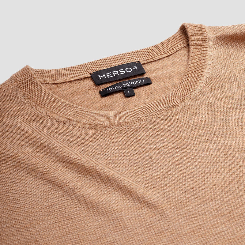 Pull Crew Neck 100% Merino - Tuscan Camel