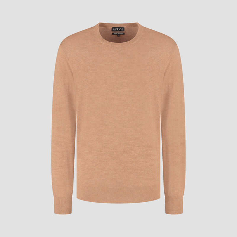 Pull Crew Neck 100% Merino - Tuscan Camel