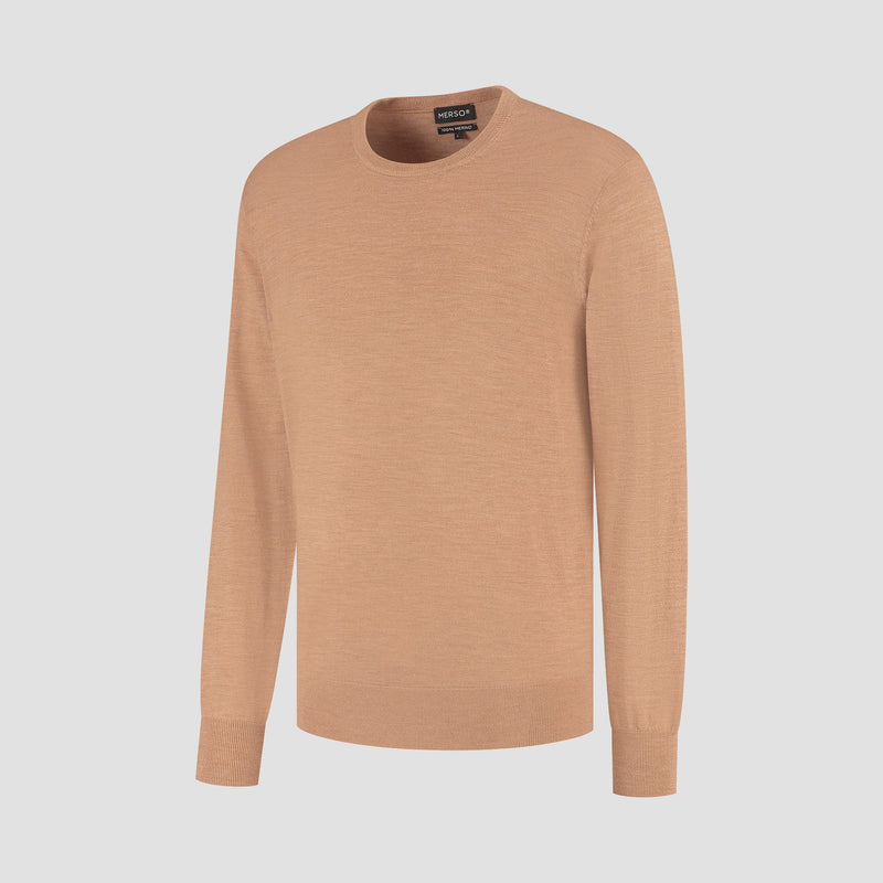 Pull Crew Neck 100% Merino - Tuscan Camel