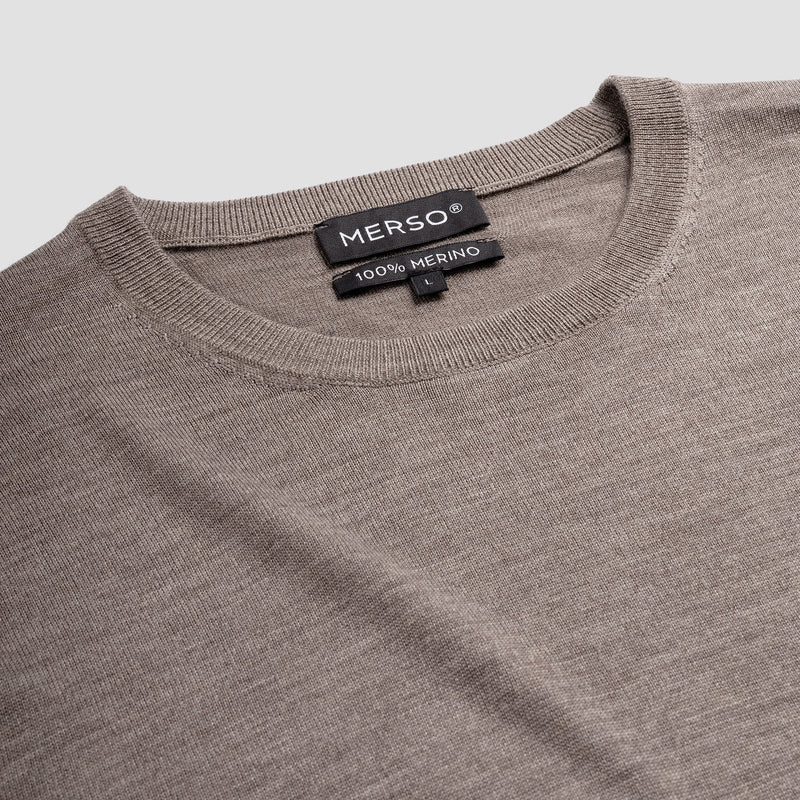 Pull Crew Neck 100% Merino - Oak Brown