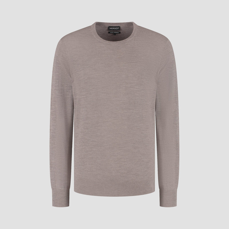 Pull Crew Neck 100% Merino - Oak Brown