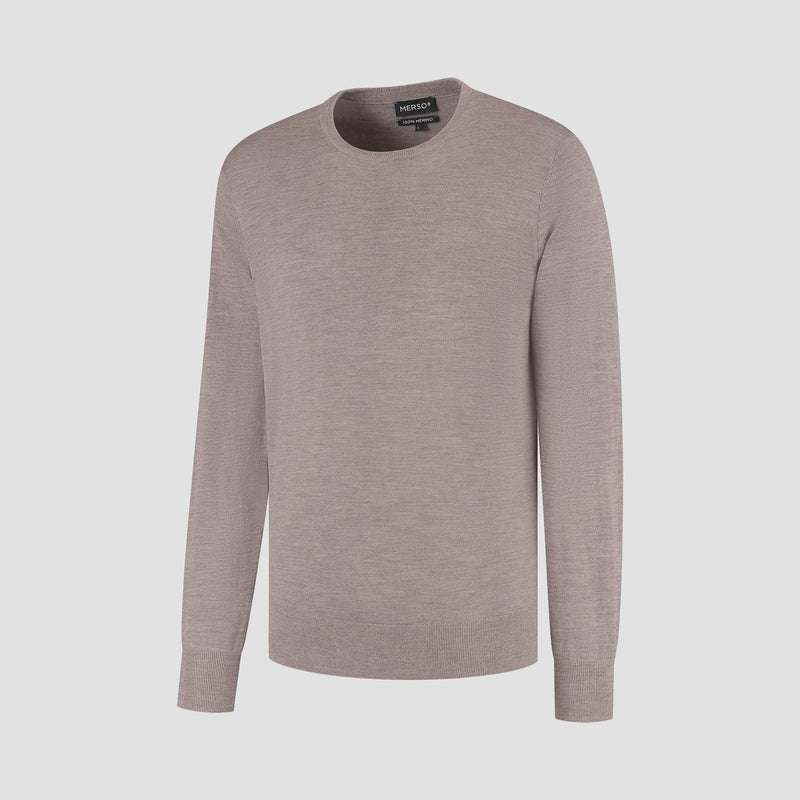 Pull Crew Neck 100% Merino - Oak Brown