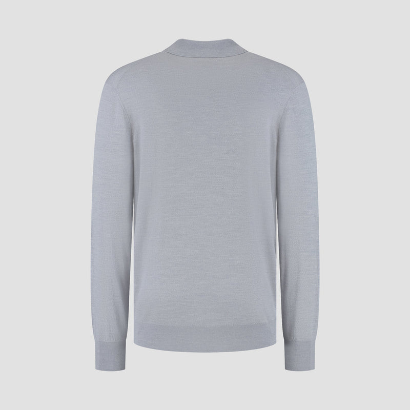 Polo Long Sleeve 100% Merino - Moonstone Grey