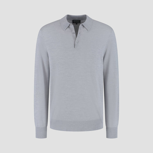 Polo Long Sleeve 100% Merino - Moonstone Grey