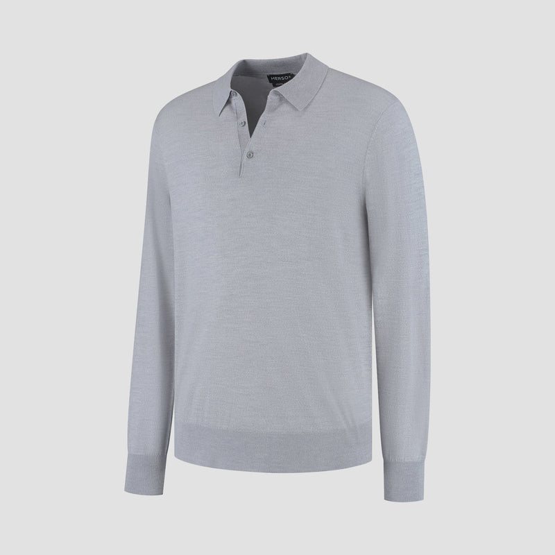 Polo Long Sleeve 100% Merino - Moonstone Grey