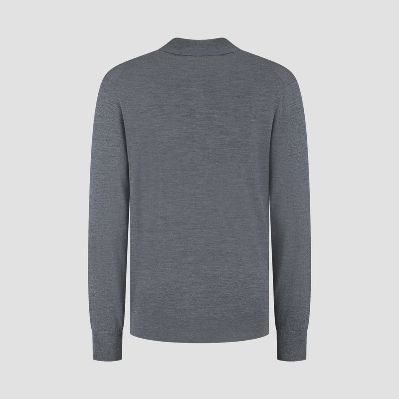 Polo Long Sleeve 100% Merino - Storm Grey