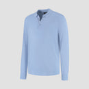 Polo Long Sleeve 100% Merino - Alpine Blue