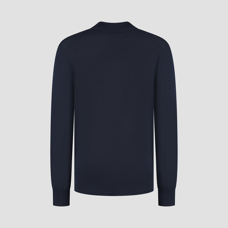 Polo Long Sleeve 100% Merino - Navy Blue