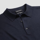 Polo Long Sleeve 100% Merino - Navy Blue