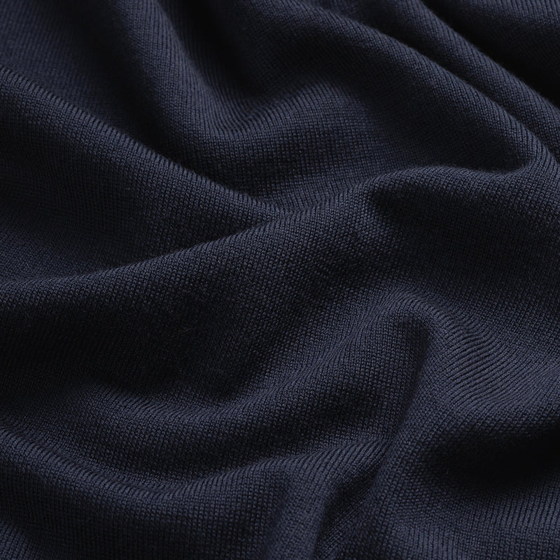 Polo Long Sleeve 100% Merino - Navy Blue