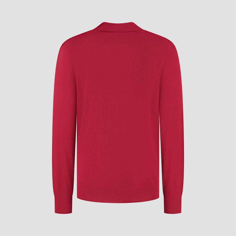 Pull Polo Long Sleeve 100% Merino - Pepper Red