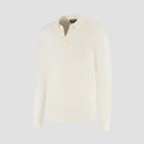 Polo Long Sleeve 100% Merino  - Seachell White