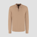 Polo Long Sleeve 100% Merino - Sahara Sand