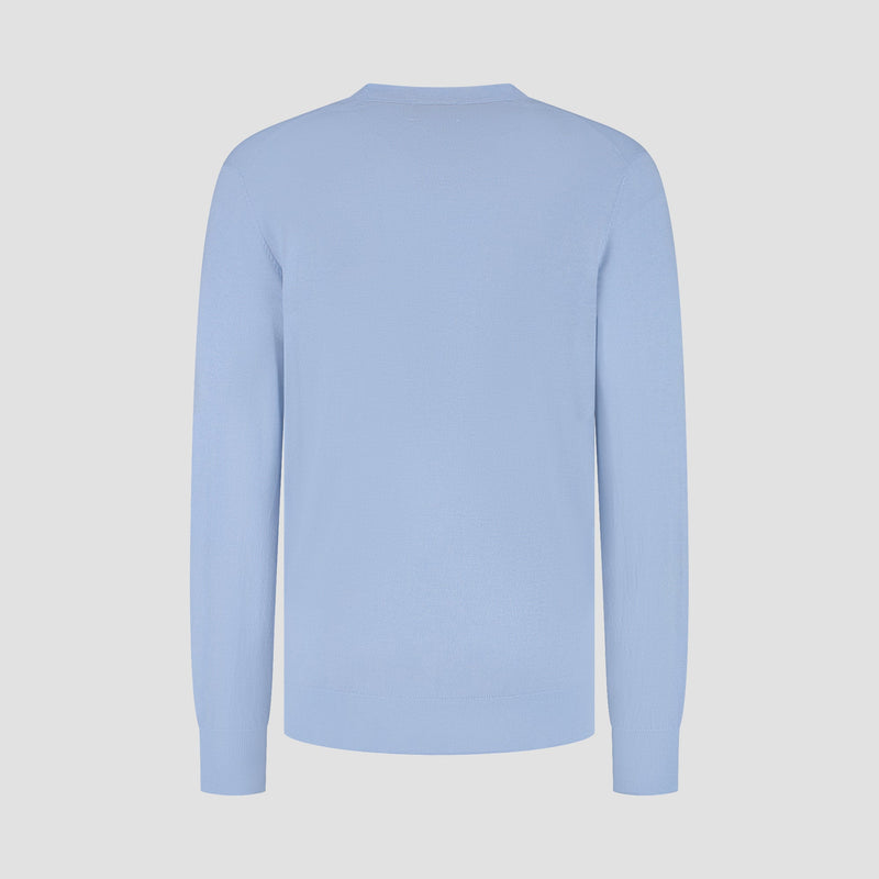 Pull V Neck 100% Merino - Alpine Blue
