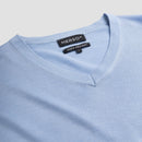 Pull V Neck 100% Merino - Alpine Blue