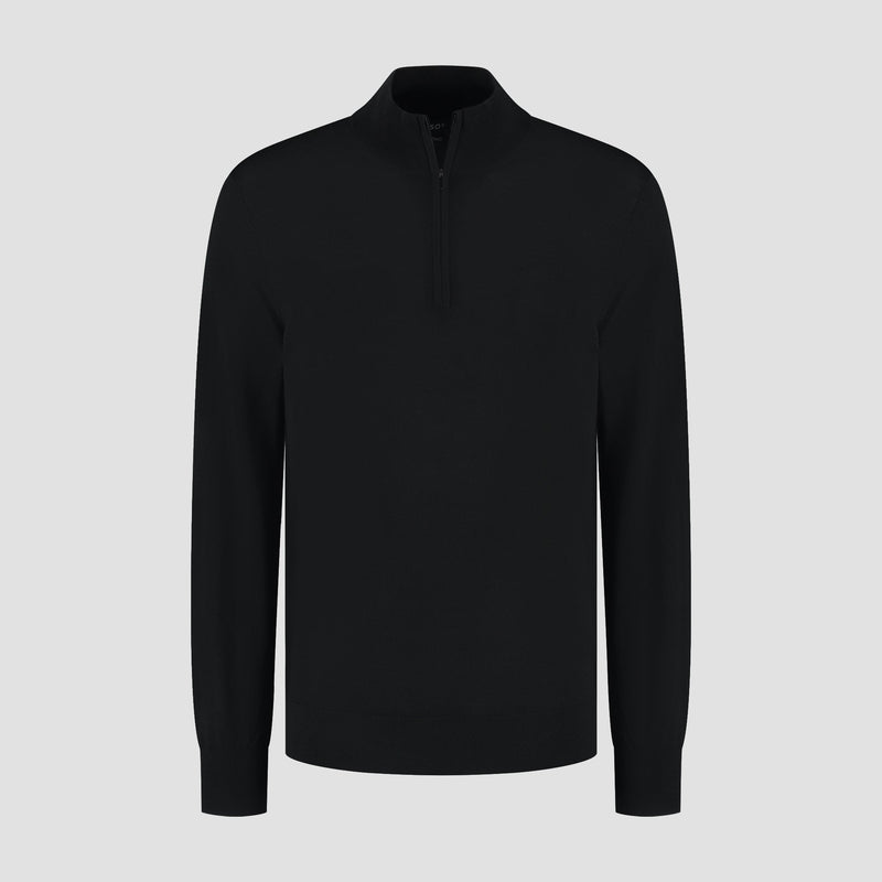 Pull Zip Neck 100% Merino - Basalt Black