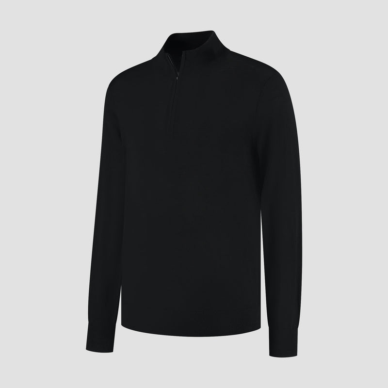 Pull Zip Neck 100% Merino - Basalt Black