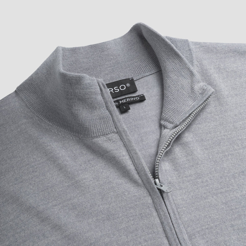 Pull Zip Up 100% Merino - Moonstone Grey