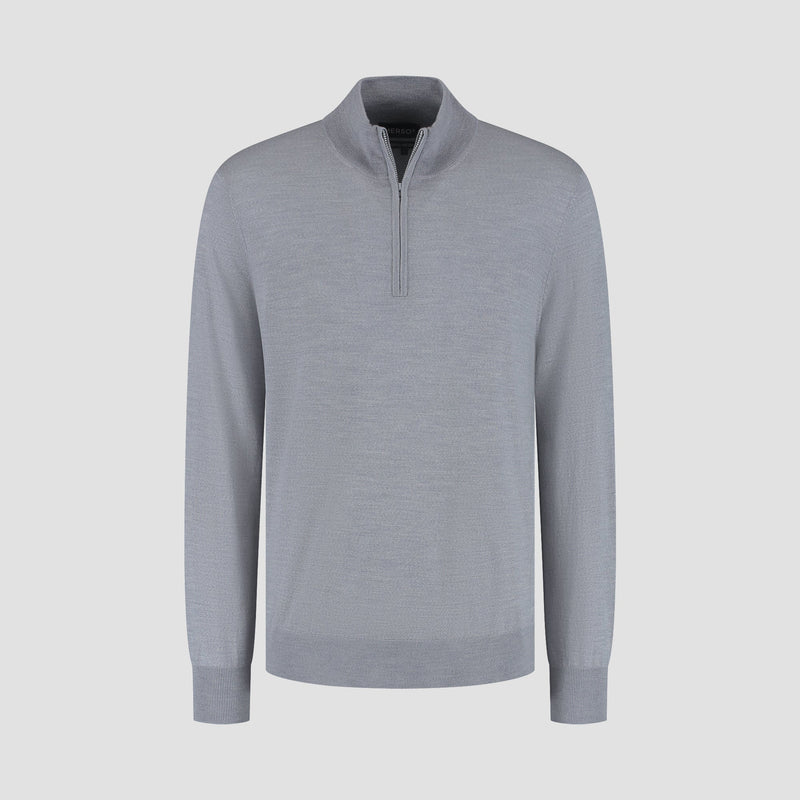 Pull Zip Up 100% Merino - Moonstone Grey
