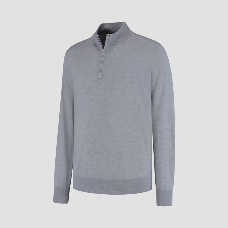 Pull Zip Up 100% Merino - Moonstone Grey