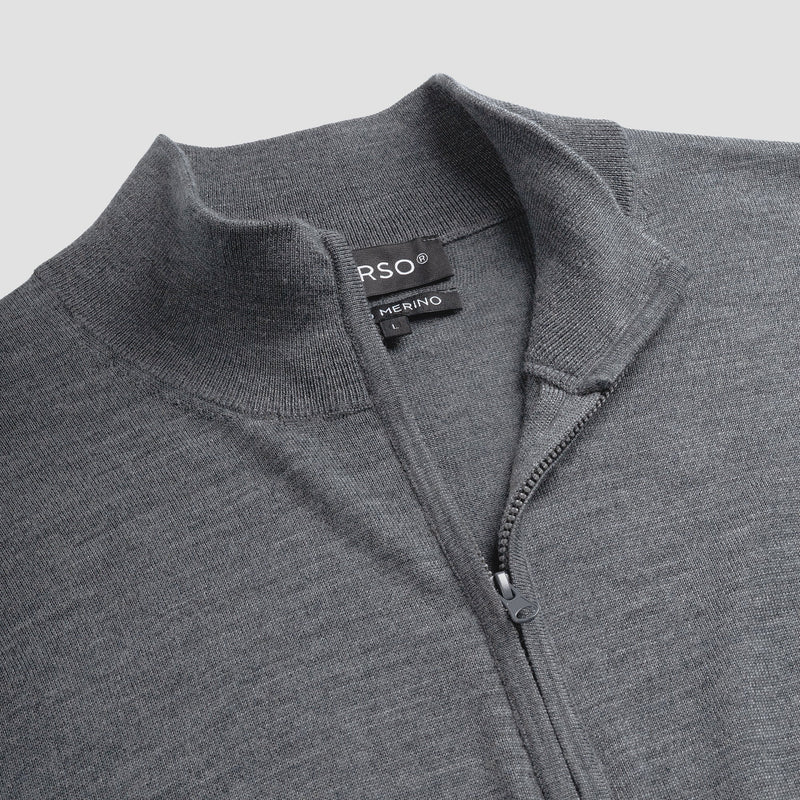 Pull Zip Up 100% Merino - Storm Grey