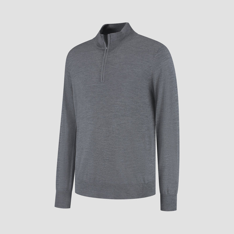 Pull Zip Up 100% Merino - Storm Grey