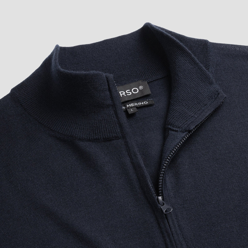 Pull Zip Up 100% Merino- Navy Blue
