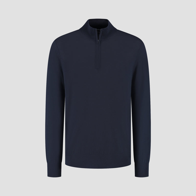 Pull Zip Up 100% Merino- Navy Blue