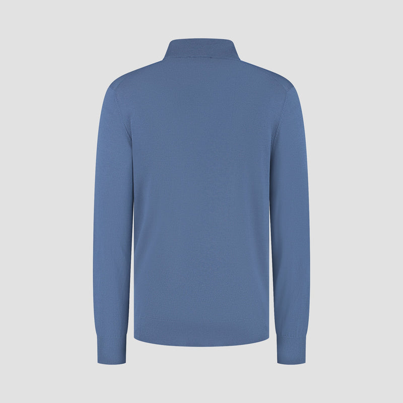 Pull Zip Up 100% Merino - Pacific Blue