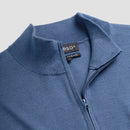 Pull Zip Up 100% Merino - Pacific Blue