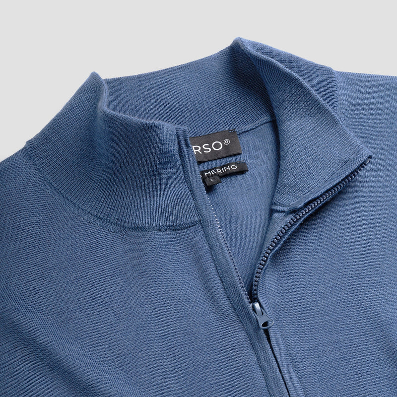 Pull Zip Up 100% Merino - Pacific Blue