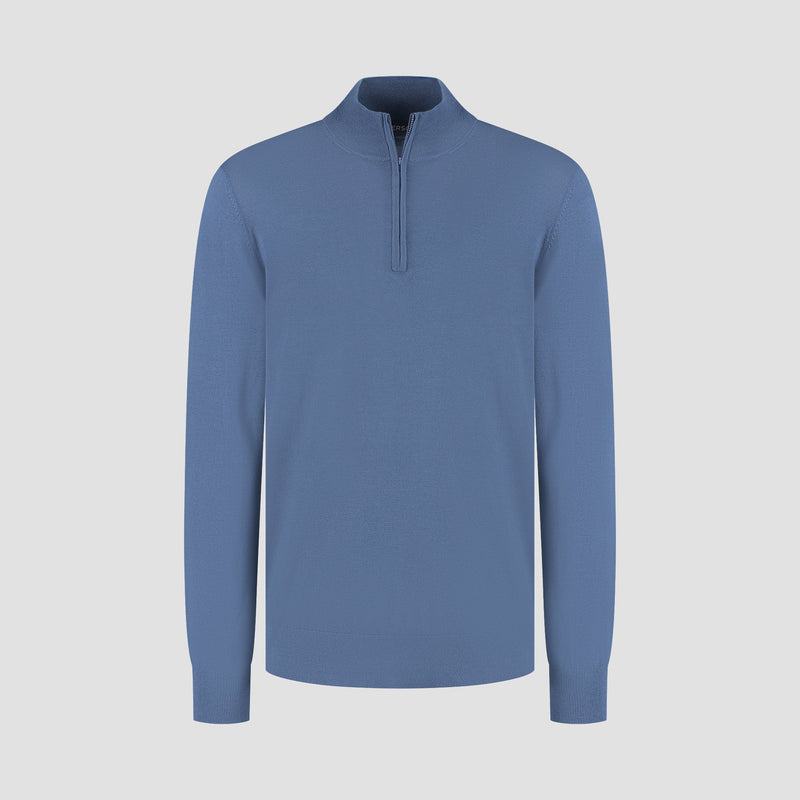Pull Zip Up 100% Merino - Pacific Blue