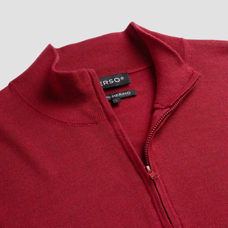 Pull Zip Up 100% Merino - Ember Red