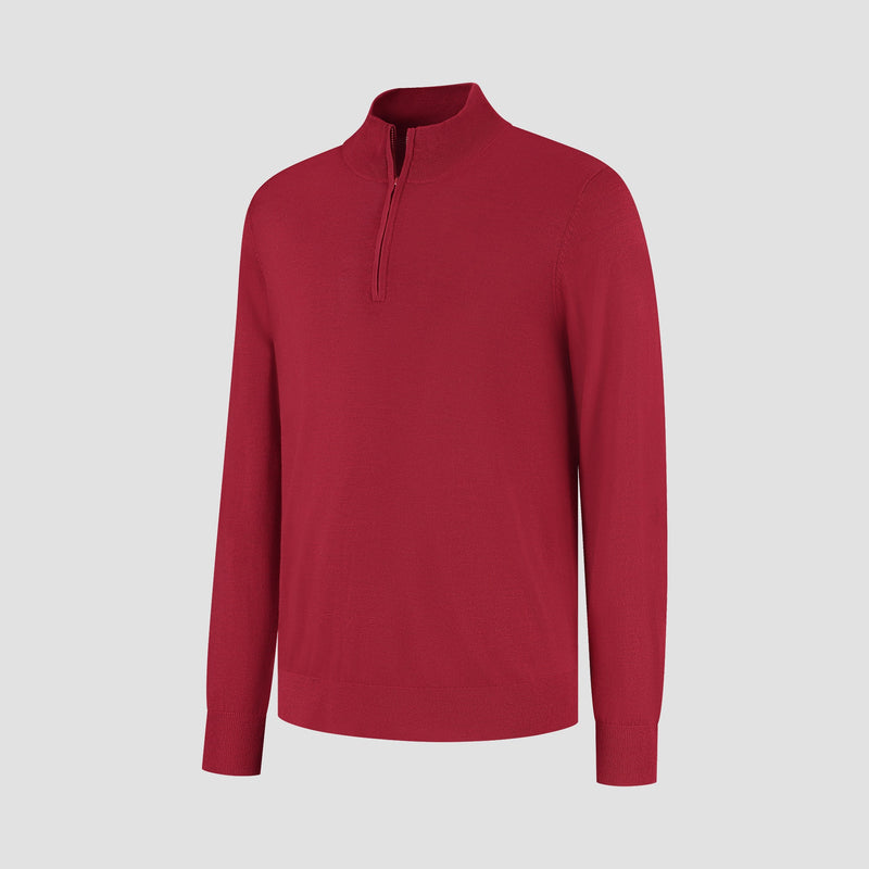 Pull Zip Up 100% Merino - Ember Red