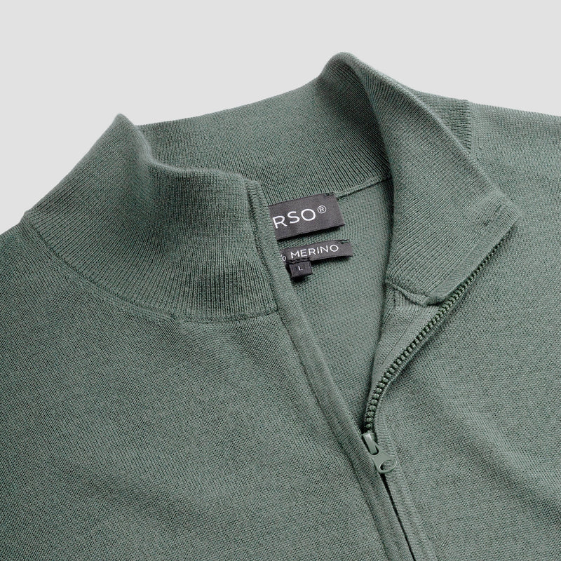 Pull Zip Up 100% Merino - Fernstone Green