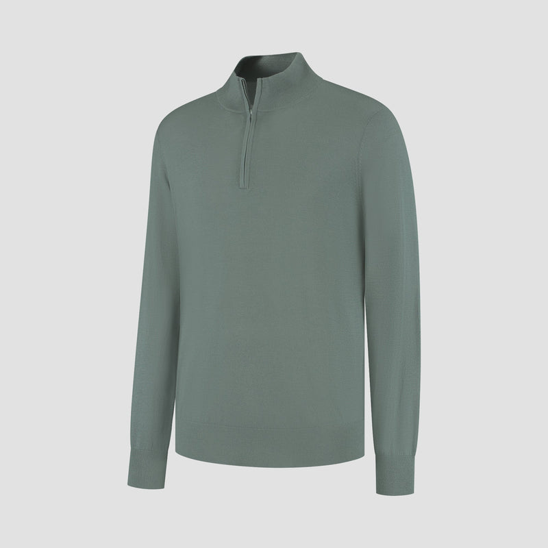 Pull Zip Up 100% Merino - Fernstone Green