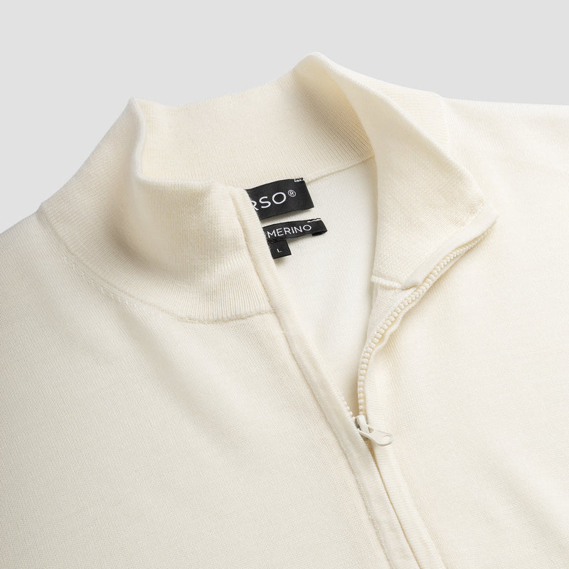 Pull Zip Up 100% Merino - Seachell White