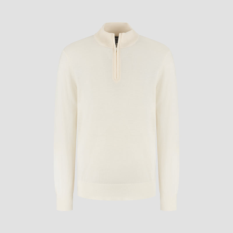 Pull Zip Up 100% Merino - Seachell White