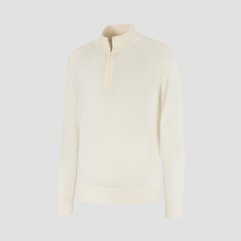 Pull Zip Up 100% Merino - Seachell White